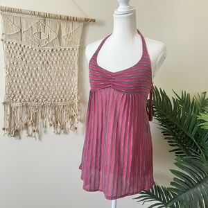 Lux Pink and Gray Striped Tank Top